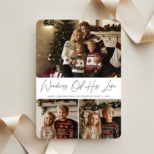 Script Wonders Of His Love Religious Christmas Holiday Card