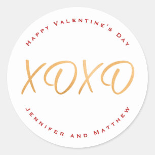 Script XOXO Happy Valentine's Day Holiday Classic Round Sticker