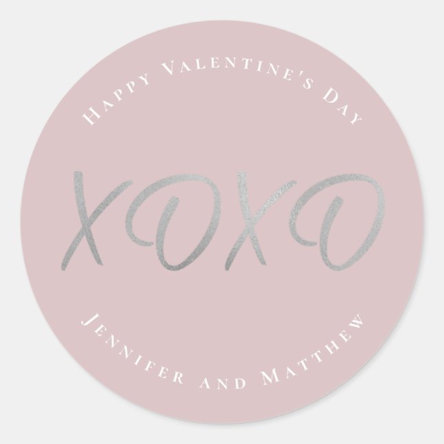 Script XOXO Happy Valentine's Day Holiday Classic Round Sticker (Front)