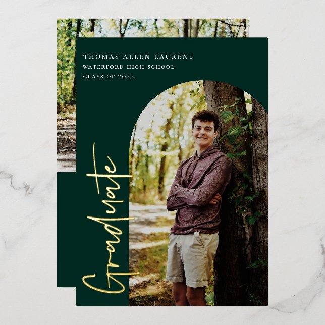 Scripted Arch Photo Graduation Foil Invitation (Front/Back)