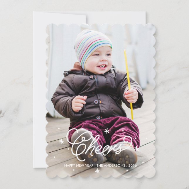 Scripted Cheers New Year Photo Card (Front)