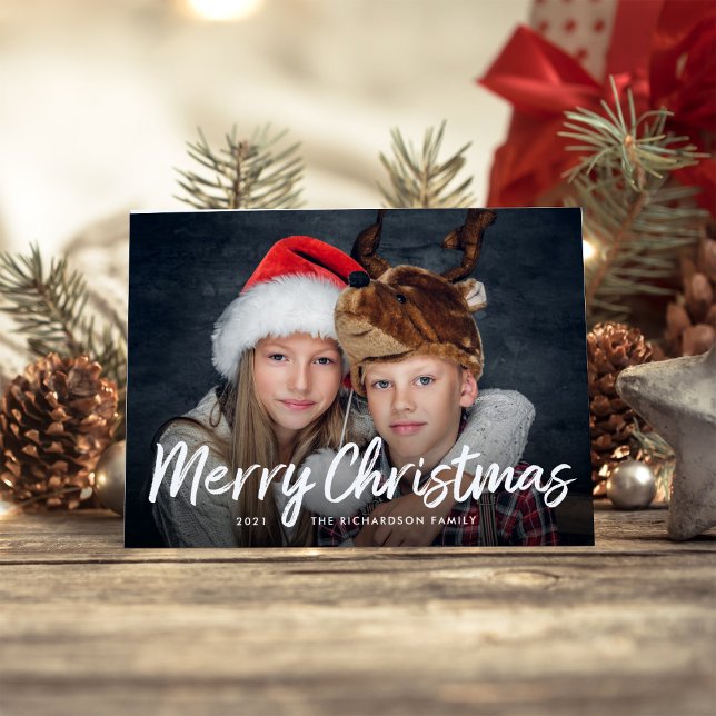 Scripted Christmas | Red with Photo Holiday Card (Creator Uploaded)