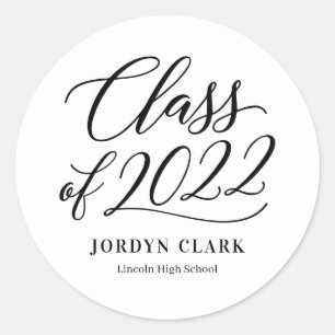 Scripted Class Graduation Stickers Envelope Seals