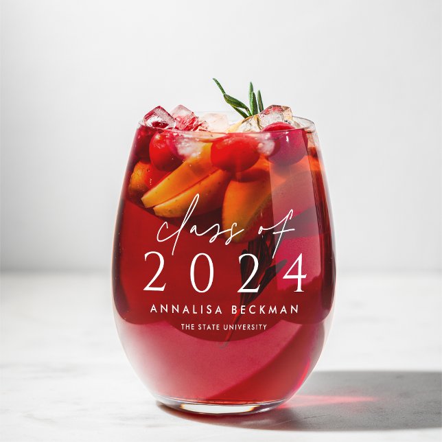 Scripted Class | Personalised 2025 Graduation Stemless Wine Glass (Creator Uploaded)