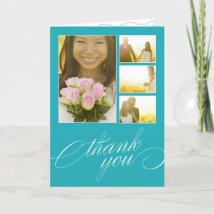 SCRIPTED COLLAGE WEDDING THANK YOU CARD