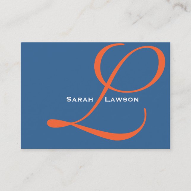 Scripted Elegant Business Cards Blue (Front)