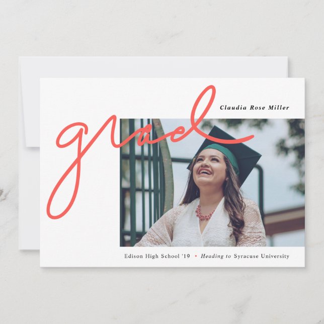 Scripted Grad Graduation Announcement (Front)