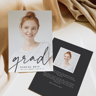 Scripted Grad   Photo Graduation Announcement