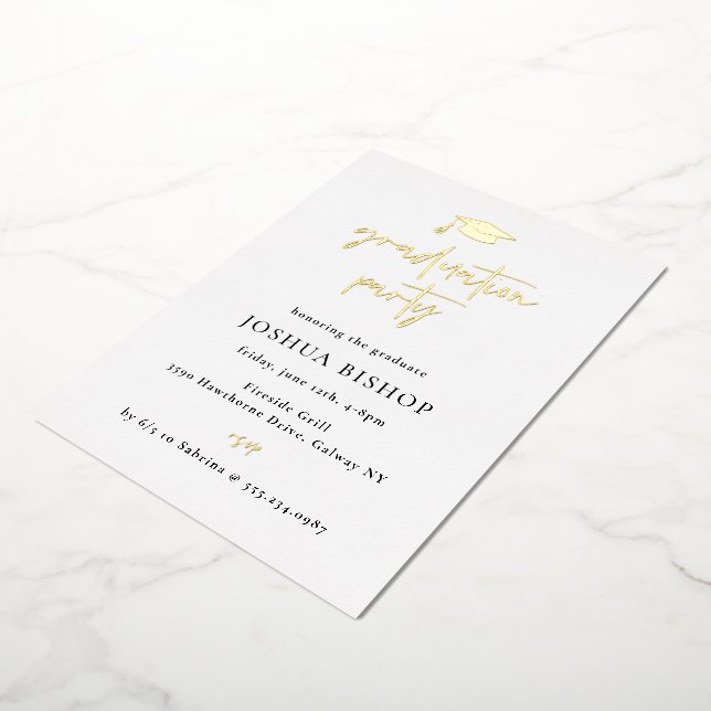 Scripted Graduation Party Foil Invitation (Rotated)