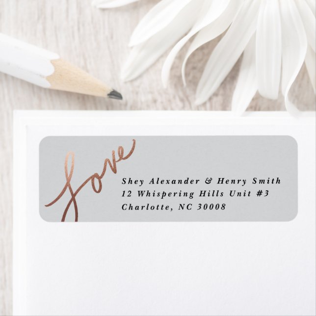 Scripted Love Rose Gold Foil | Return address (Insitu)