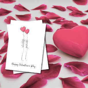 Scripted Name With Heart Balloon Valentine's Day Holiday Card
