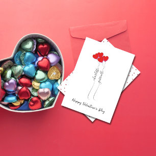 Scripted Name With Heart Balloon Valentine's Day  Holiday Card