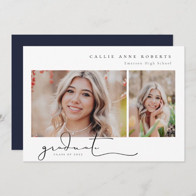 Scripted Snapshot Graduation Photo Announcement (Front/Back)