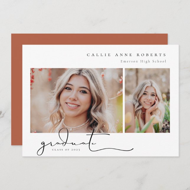 Scripted Snapshot Graduation Photo Announcement (Front/Back)