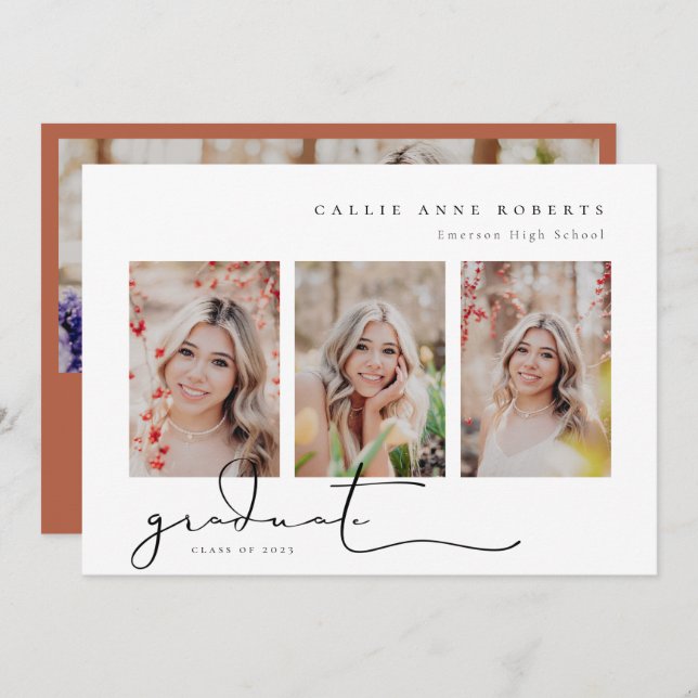 Scripted Snapshot Graduation Photo Invitation (Front/Back)