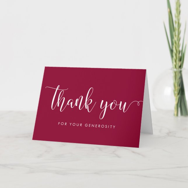 Scripted Thanks | Custom Background Colour Thank You Card (Front)
