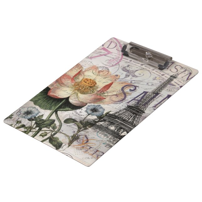scripts french botanical lotus paris eiffel tower clipboard (Angled)