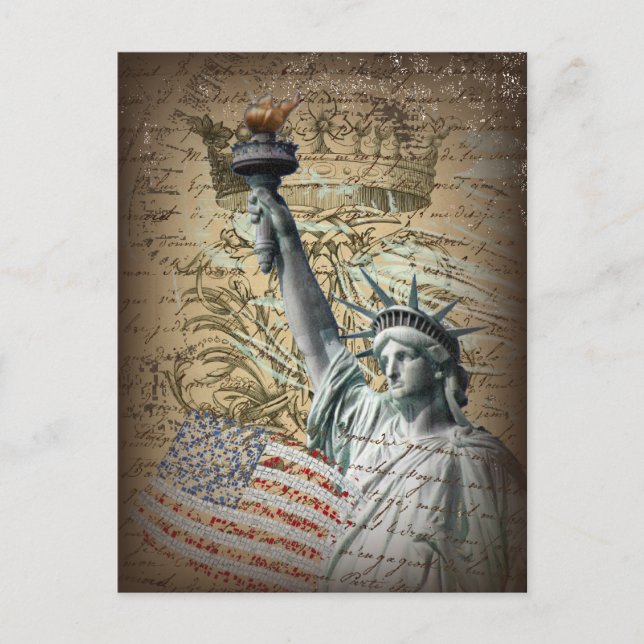 Scripts Patriotic New York statue of liberty Postcard (Front)