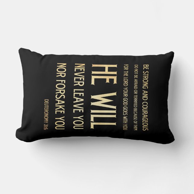 Scriptural Bible Verse - Deuteronomy 31:6 Lumbar Cushion (Front)