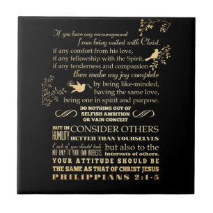 Scriptural Bible Verse - Philippians 2: 1-5 Tile