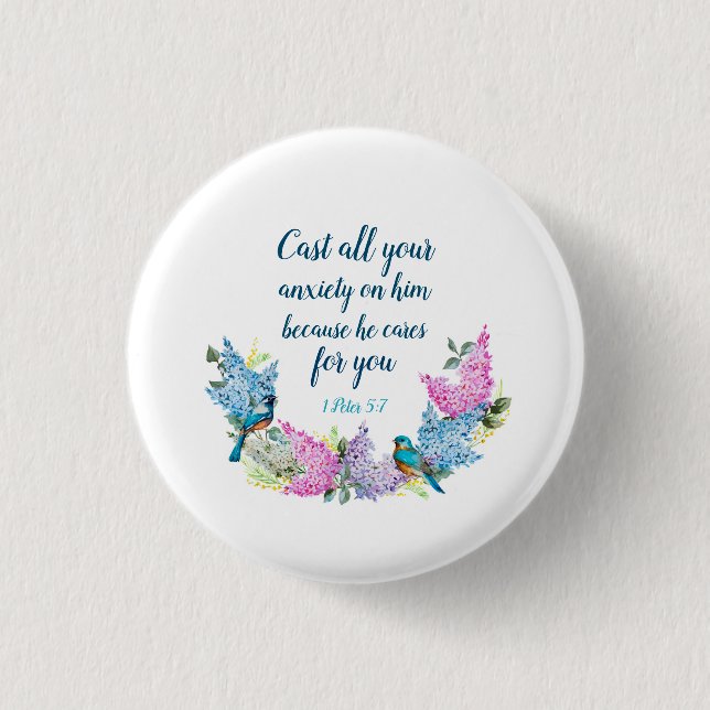 Scripture 1 Peter 5:7   3 Cm Round Badge (Front)