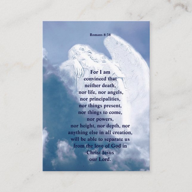 Scripture Angel In Clouds Memorial  Business Card (Front)