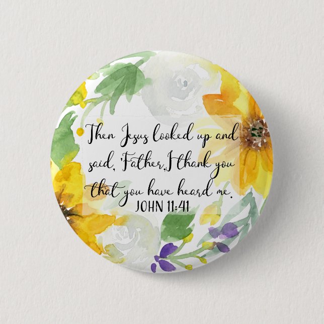 Scripture Art | John 11:41 6 Cm Round Badge (Front)