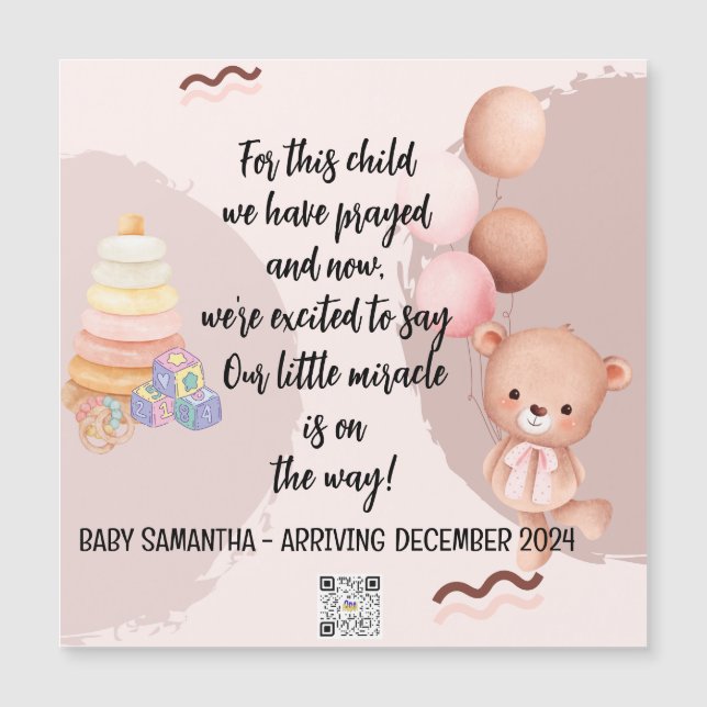 Scripture Baby Announcement Magnet Card This Child (Front)