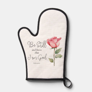 Scripture Be Still and Know that I am God Flower Oven Mitt