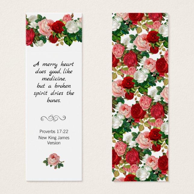 Scripture Bible Quotation Floral Rosy Bookmark (Front & Back)