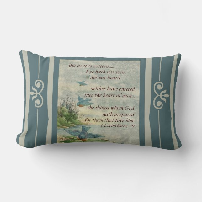 Scripture Bible Verse birds nature decorative Lumbar Cushion (Front)