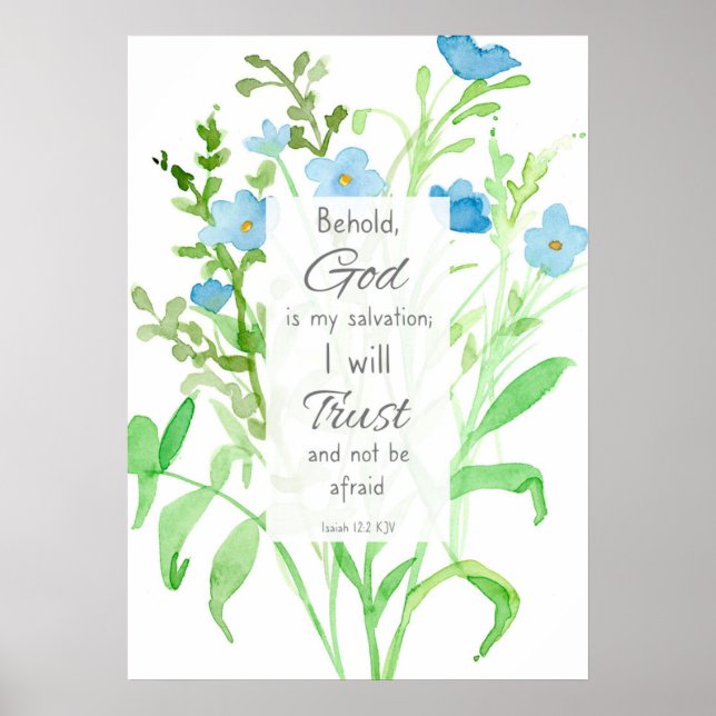 Scripture Bible Verse Isaiah 12 Flax Wildflowers Poster (Front)