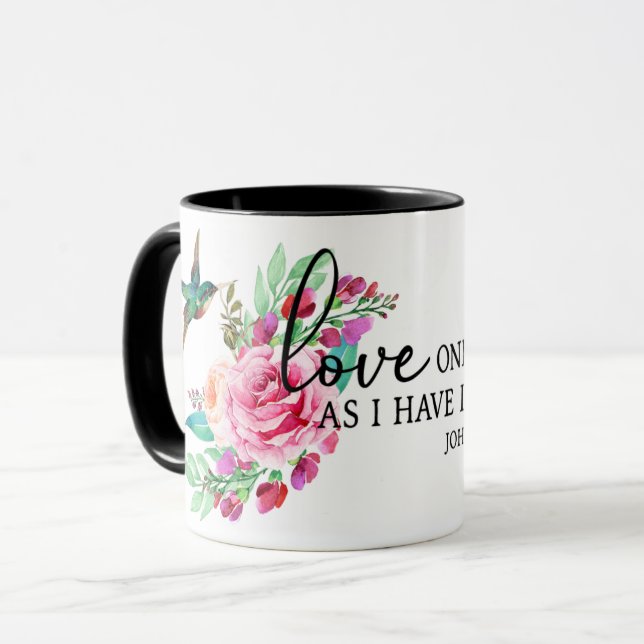 Scripture Bible Verse Pink Rose Bird Religious Mug (Front Left)