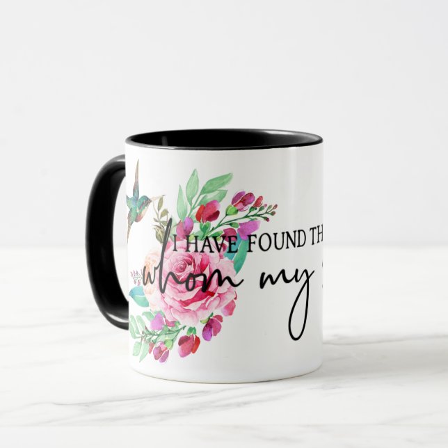 Scripture Bible Verse Pink Rose Bird Religious Mug (Front Left)