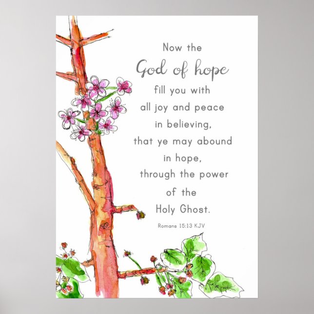 Scripture Bible Verse Romans 15:13 God of Hope Poster (Front)
