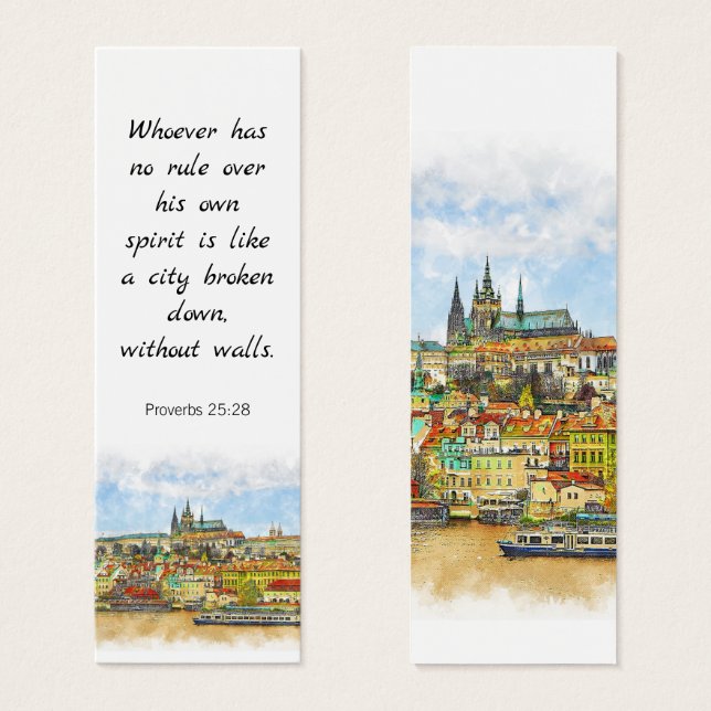 Scripture Bible Watercolor Old City Bookmark (Front & Back)