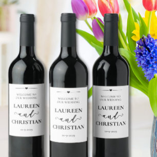 Scripture Black White Wedding Wine Label