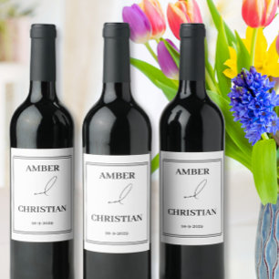 Scripture Black White Wedding Wine Label