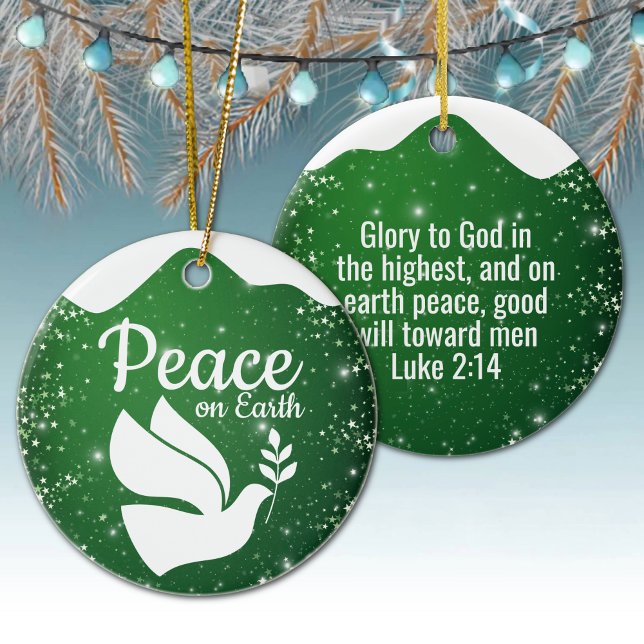 Scripture Christian Faith Festive Green 🕊⛪️ 🎄 Ceramic Tree Decoration (star accents sacred decor verse inscription biblical quote spiritual memento
 estive green christian)