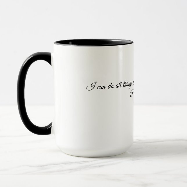 Scripture Coffee Cup, Motivational Bible Verse Mug (Left)