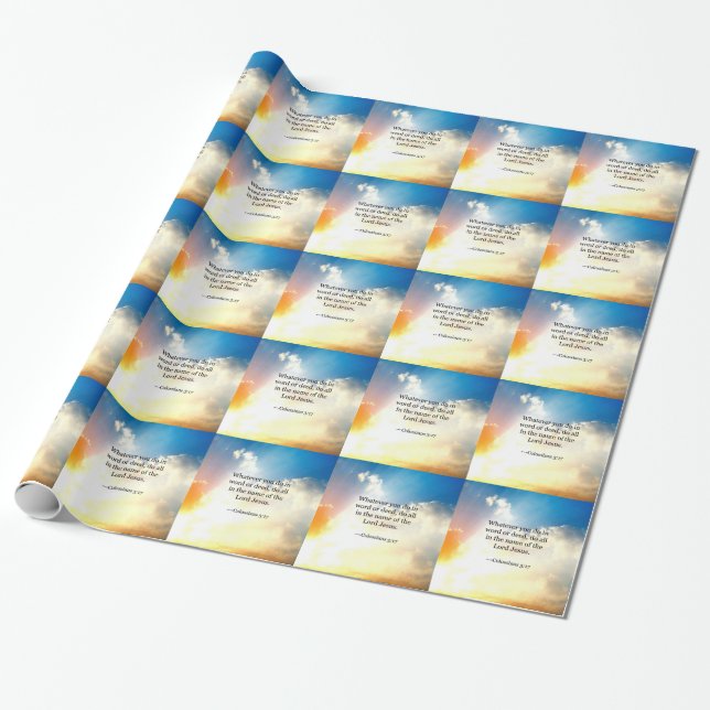 Scripture: Colossians 3:17, Bible Verse Wrapping Paper (Unrolled)