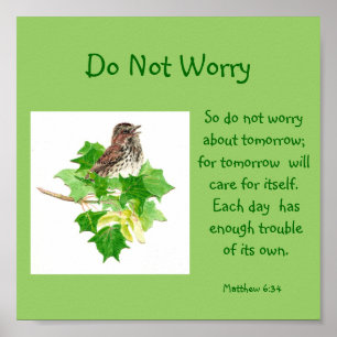 Scripture Do Not Worry with Song Sparrow Poster