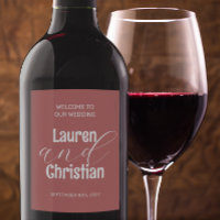 Scripture Dusty Red Wedding Wine Label
