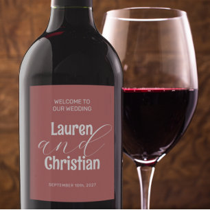 Scripture Dusty Red Wedding  Wine Label