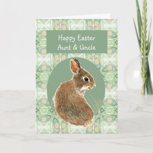 Scripture Easter Aunt & Uncle Cute Rabbit Holiday Card (Front)