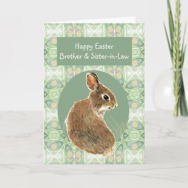 Scripture Easter Brother Sister-in-Law Cute Rabbit Holiday Card (Front)