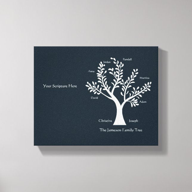 Scripture Family Tree  Canvas Print, Med Black (Front)