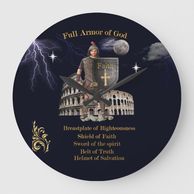 Scripture Full Armour of GOD Large Clock (Front)