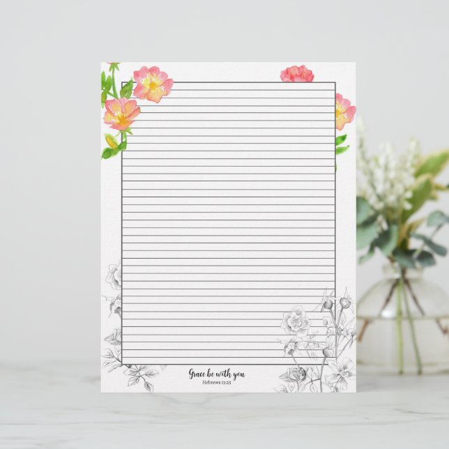 Scripture Grace Be With You Hebrews Journal Custom Letterhead (Standing Front)