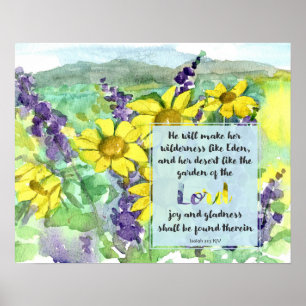 Scripture Isaiah 51:3 Desert Lupines Wildflowers Poster